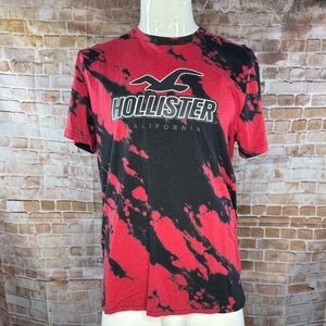 Hollister Men’s Short Sleeve Sport Knit Tie-Dye T-Shirt - Size: XL - Red / Black